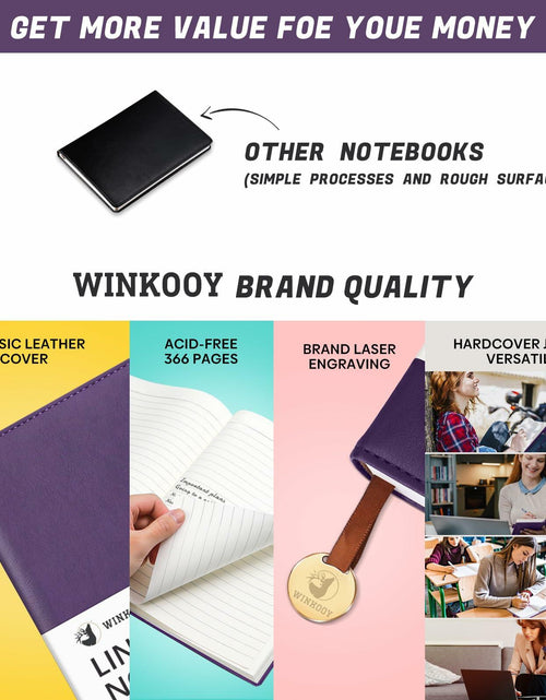 Load image into Gallery viewer, Winkooy Leather Hardcover Lined Journal Notebook A5 366 Pages Pen Loop
