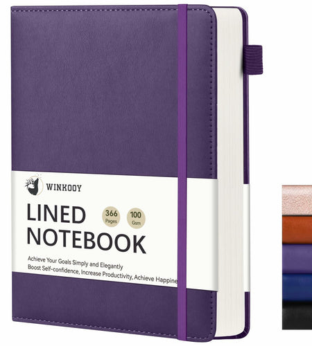 Winkooy Leather Hardcover Lined Journal Notebook A5 366 Pages Pen Loop