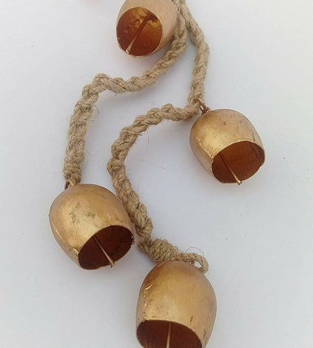 Siddhivinayak Overseas Iron Wrought Brass Finish Wall Hanging Bell Chime 4 Bells