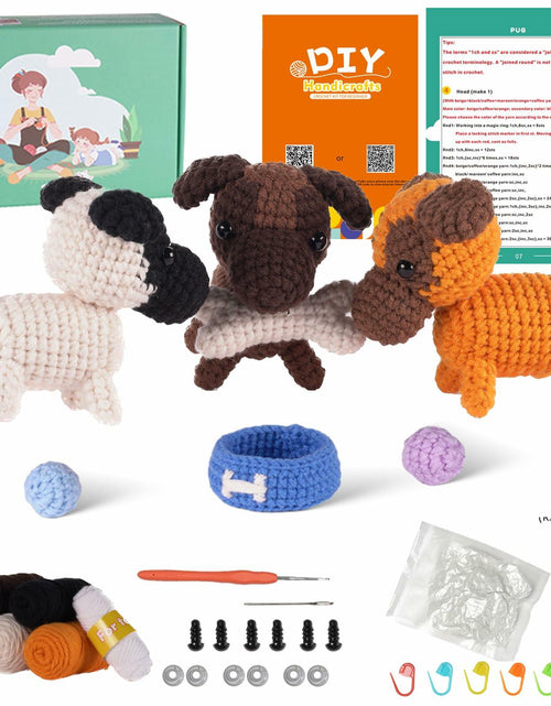 Load image into Gallery viewer, Finnacy Crochet Dog Kit Husky 3 pcs Yarn Hook Accessories Starter Kit

