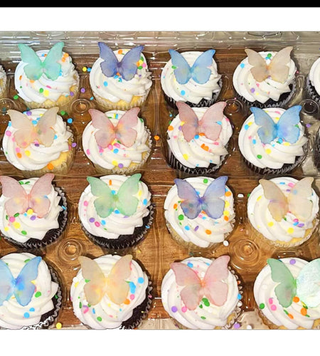 CHOCKACAKE Edible Butterflies Cake Toppers Set of 24 1.77in Multi-Color Paper