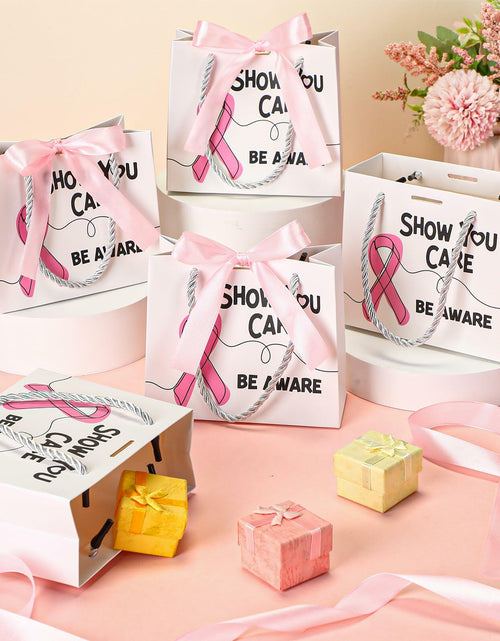 Load image into Gallery viewer, Weekgrat 25 Pack Breast Cancer Awareness Gift Bags Pink Ribbon 5.51x2.36x4.72in
