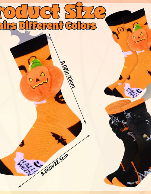 Load image into Gallery viewer, ShinyMatch Halloween 3D Pumpkin Spider Crew Socks 2 Pairs One Size  Multicolor
