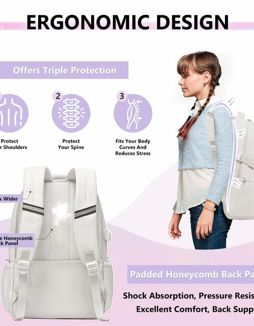 Load image into Gallery viewer, GLORIEROO Kids Backpack Girls 15.6" Laptop Compartment Beige White
