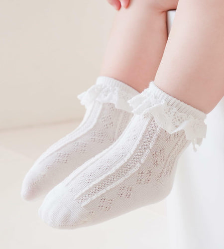 Zumou Toddler Lace Socks Ruffle Eyelet Princess 6 Pairs Size 6-8 Years
