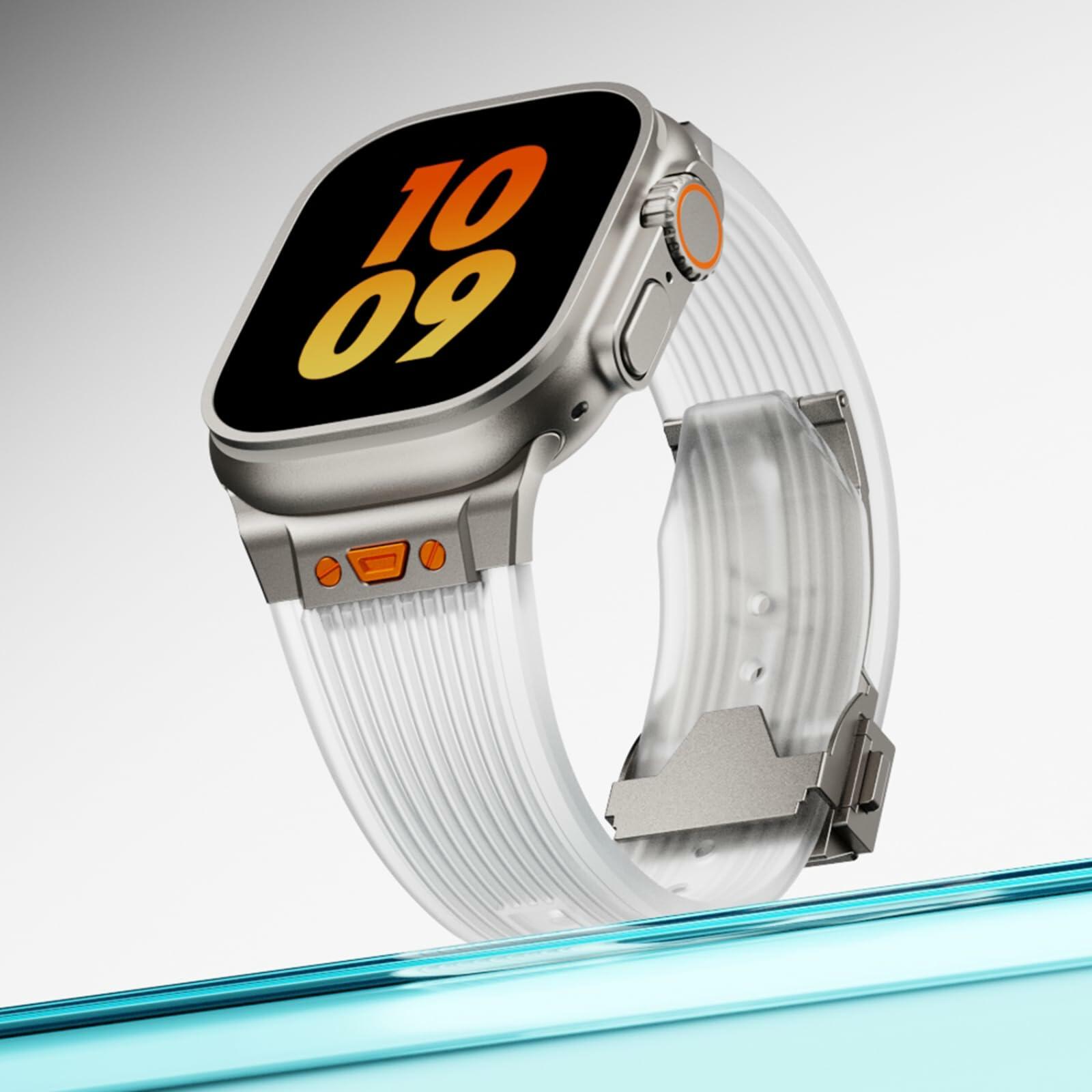 Jopinl Clear Silicone Watch Band for Apple Watch Ultra 49mm Transparent