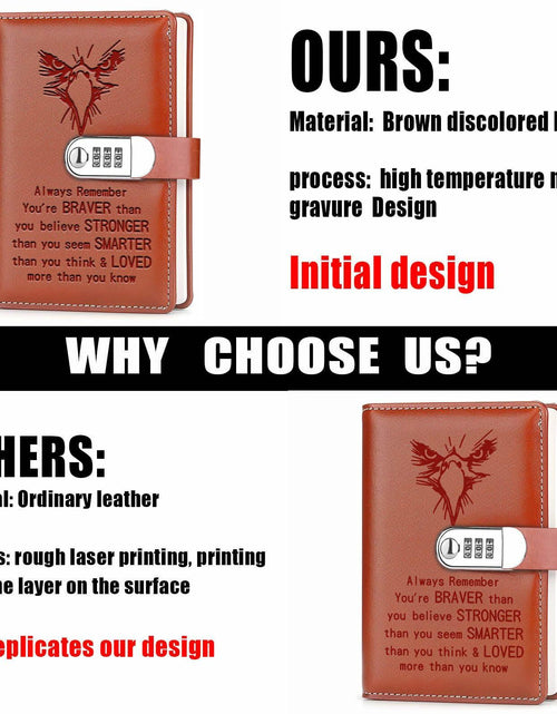 Load image into Gallery viewer, JOHSBYD Eagle Leather Combination Lock Notebook Scouts Gift

