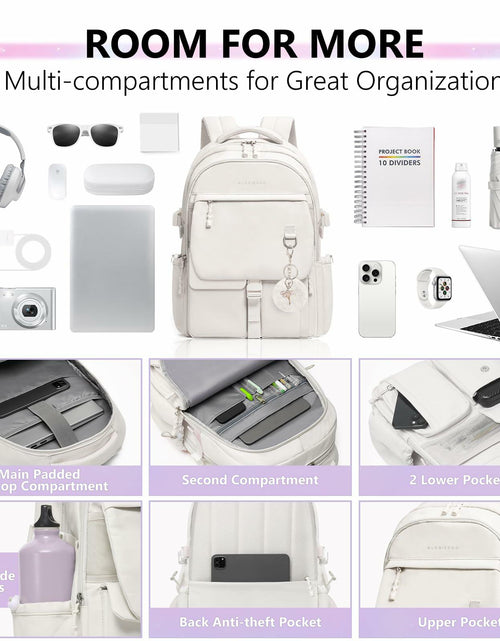 Load image into Gallery viewer, GLORIEROO Kids Backpack Girls 15.6" Laptop Compartment Beige White
