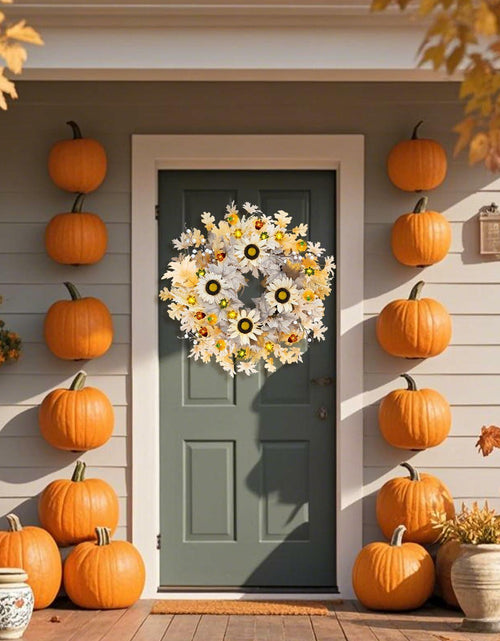 Load image into Gallery viewer, Chiyinbao 26" Realistic Fall Wreath with Lights Sunflower Leaves Yellow 26IN
