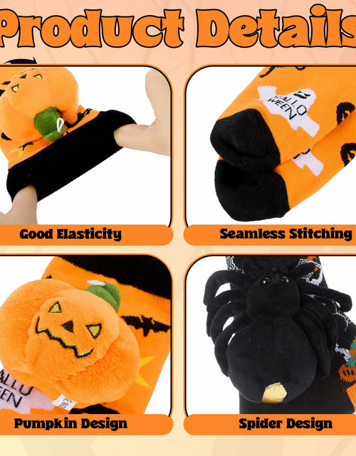 Load image into Gallery viewer, ShinyMatch Halloween 3D Pumpkin Spider Crew Socks 2 Pairs One Size  Multicolor
