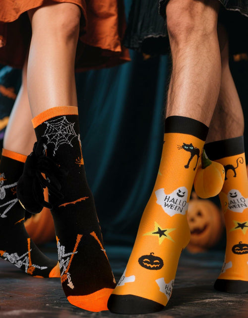 Load image into Gallery viewer, ShinyMatch Halloween 3D Pumpkin Spider Crew Socks 2 Pairs One Size  Multicolor
