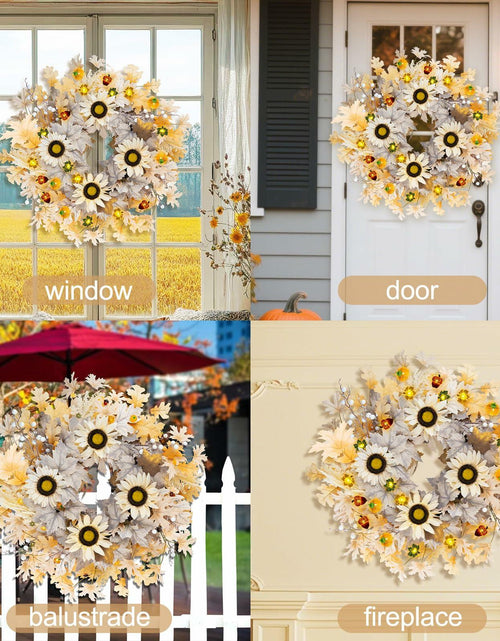 Load image into Gallery viewer, Chiyinbao 26" Realistic Fall Wreath with Lights Sunflower Leaves Yellow 26IN
