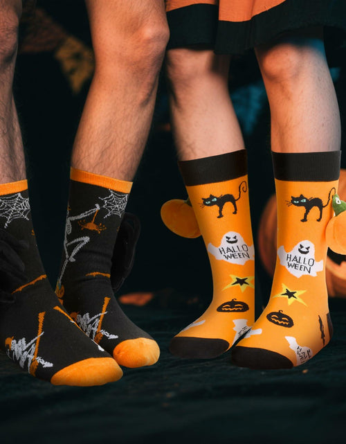 Load image into Gallery viewer, ShinyMatch Halloween 3D Pumpkin Spider Crew Socks 2 Pairs One Size  Multicolor
