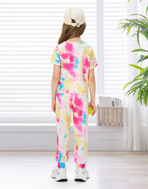 Load image into Gallery viewer, Hvididan Girls Tie Dye Twist Front Top &amp; Sweatpants Set Rose Red Size 9-10Y

