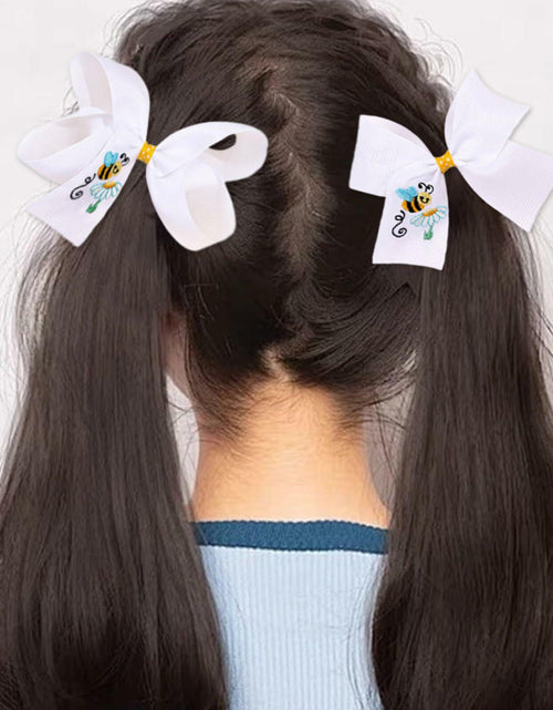 Load image into Gallery viewer, XEININVU Bee Hair Clips Toddler Girls Bowknot Hair Barrettes Yellow White 2PCS
