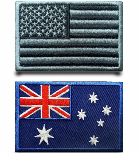 2 Pcs America Australian USA Flag Patch Tactical Military Embroidered
