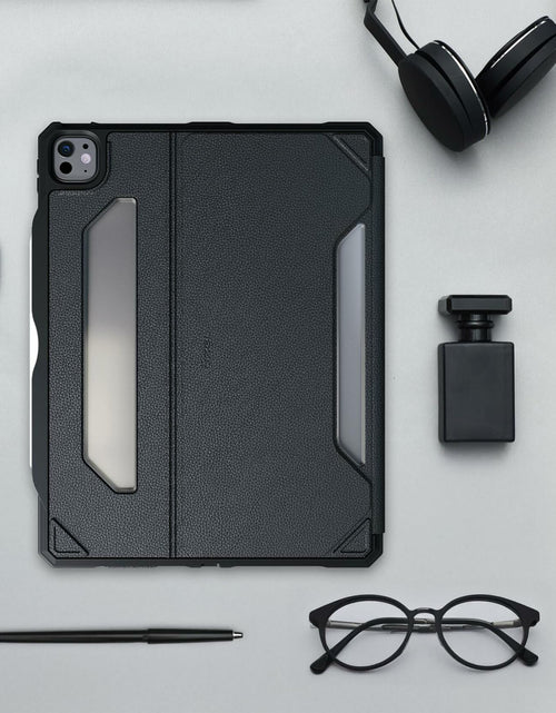 Load image into Gallery viewer, UZBL iPad Pro 13-inch 2024 Vegan Leather Case Magnetic Stand Black
