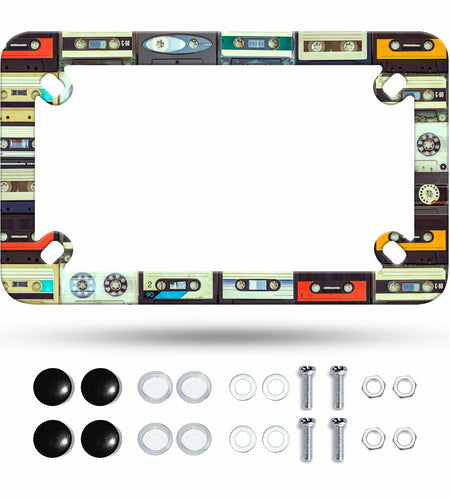 Motorcycle Cassette Tape License Plate Frame Stainless Steel 7x4 Inch