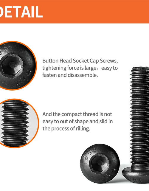 Load image into Gallery viewer, NIULUNBAO M8-1.25x45mm Button Head Socket Cap Screws Black Oxide 10pcs
