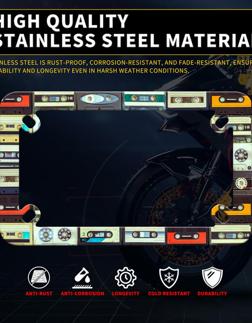 Load image into Gallery viewer, Motorcycle Cassette Tape License Plate Frame Stainless Steel 7x4 Inch
