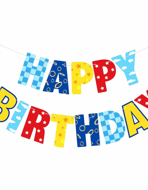 Load image into Gallery viewer, VitalCozy Birthday Banner Red Blue Golden Rings Cartoon Theme Colorful
