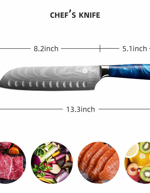 Load image into Gallery viewer, YUSOTAN 7" Japanese Santoku Knife Blue High Carbon Stainless Steel Blade
