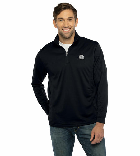 Vantage Apparel Men's Collegiate Micro Mesh 1/4 Zip Pullover Black Small