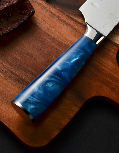 Load image into Gallery viewer, YUSOTAN 7" Japanese Santoku Knife Blue High Carbon Stainless Steel Blade
