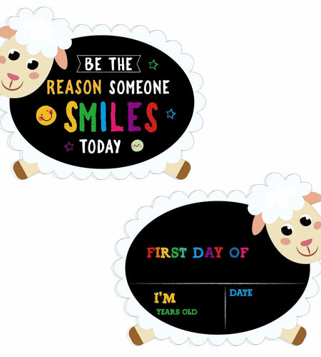 GROWTHMAGIC First Day of School Sign Sheep Shape Chalkboard 14x11 PVC