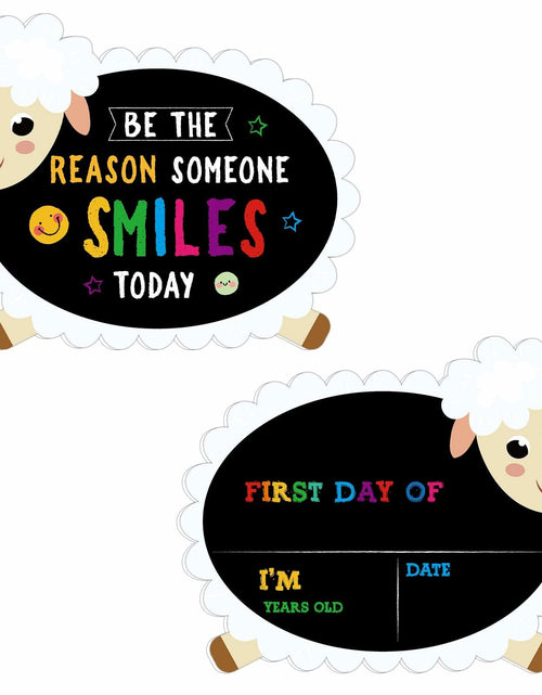Load image into Gallery viewer, GROWTHMAGIC First Day of School Sign Sheep Shape Chalkboard 14x11 PVC
