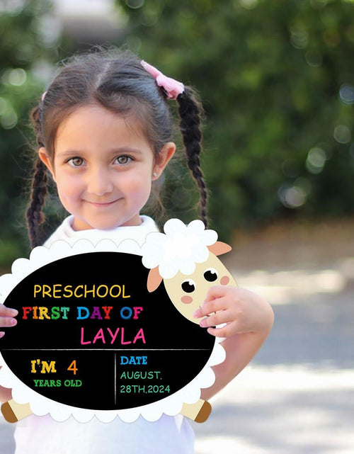 Load image into Gallery viewer, GROWTHMAGIC First Day of School Sign Sheep Shape Chalkboard 14x11 PVC
