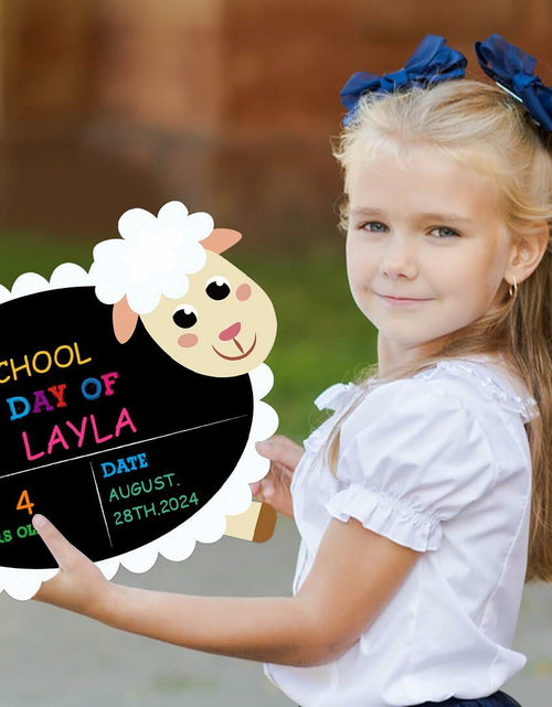 Load image into Gallery viewer, GROWTHMAGIC First Day of School Sign Sheep Shape Chalkboard 14x11 PVC
