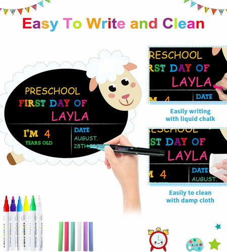 GROWTHMAGIC First Day of School Sign Sheep Shape Chalkboard 14x11 PVC