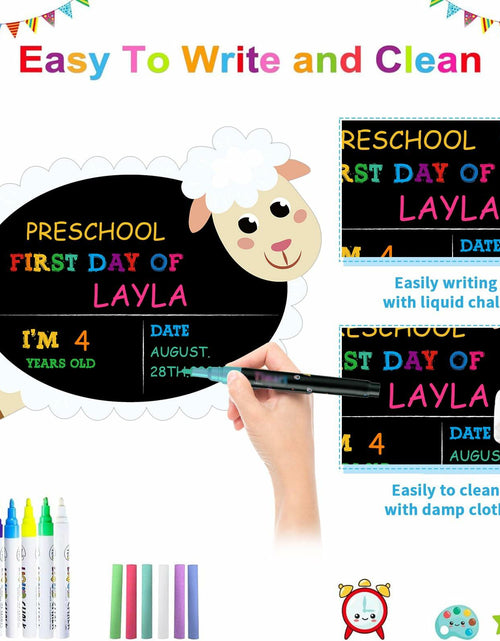 Load image into Gallery viewer, GROWTHMAGIC First Day of School Sign Sheep Shape Chalkboard 14x11 PVC
