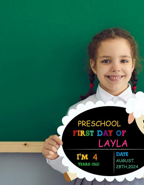 Load image into Gallery viewer, GROWTHMAGIC First Day of School Sign Sheep Shape Chalkboard 14x11 PVC

