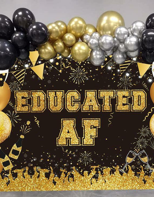 Load image into Gallery viewer, BUTEN Educated AF Graduation Banner 2025 Congrats Grad Black Gold 6x4FT
