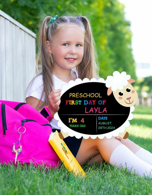 Load image into Gallery viewer, GROWTHMAGIC First Day of School Sign Sheep Shape Chalkboard 14x11 PVC
