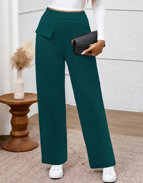 Load image into Gallery viewer, BTFBM Women's High Waisted Stretchy Palazzo Pants Dark Blue Size M
