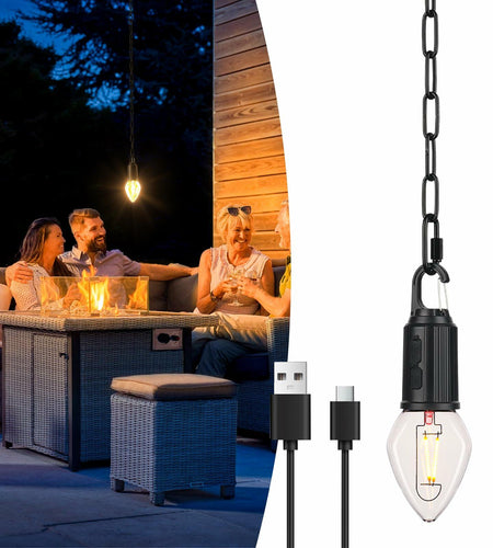 Brighfivey Rechargeable LED Gazebo Light Waterproof Hanging Candle Shape 1 Pack