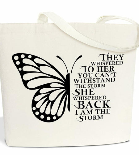 BSNZZIO Butterfly Canvas Tote Bag Inspirational Book Lover Gift Women One Size