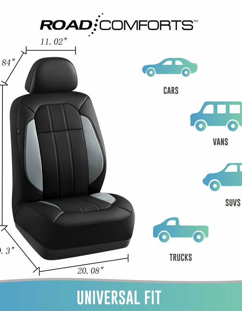 Load image into Gallery viewer, Road Comforts Breathable Leather Car Seat Covers Front Seats Airbag Safe Gray
