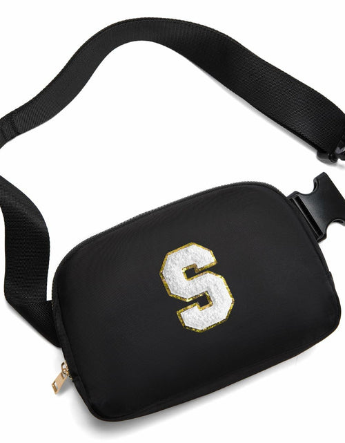 Load image into Gallery viewer, Gitus Personalized Fanny Pack Crossbody Bag for Girls Black Letter Patch
