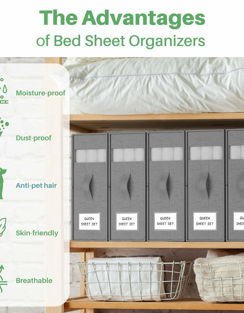 Load image into Gallery viewer, PARANTA Bed Sheet Organizers 10 Pack Foldable Linen Closet Grey 10pcs
