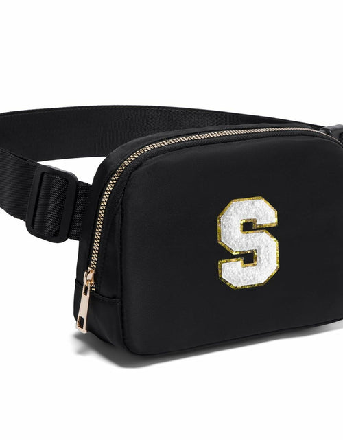 Load image into Gallery viewer, Gitus Personalized Fanny Pack Crossbody Bag for Girls Black Letter Patch
