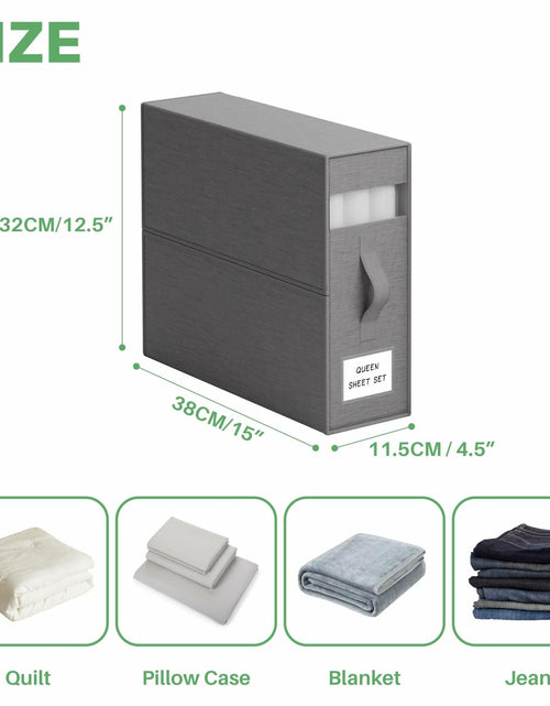 Load image into Gallery viewer, PARANTA Bed Sheet Organizers 10 Pack Foldable Linen Closet Grey 10pcs
