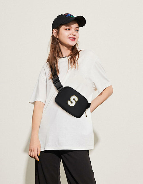 Load image into Gallery viewer, Gitus Personalized Fanny Pack Crossbody Bag for Girls Black Letter Patch
