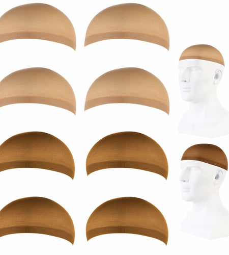 Arcjunys 8Pcs Nylon Stretchy Wig Caps for Women Lace Front Wigs Skin Brown