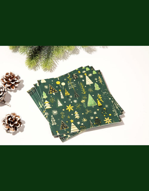 Load image into Gallery viewer, JoyfulArtink 3-Ply Paper Napkins 6.5x6.5in 50 Count Festive Forest Green
