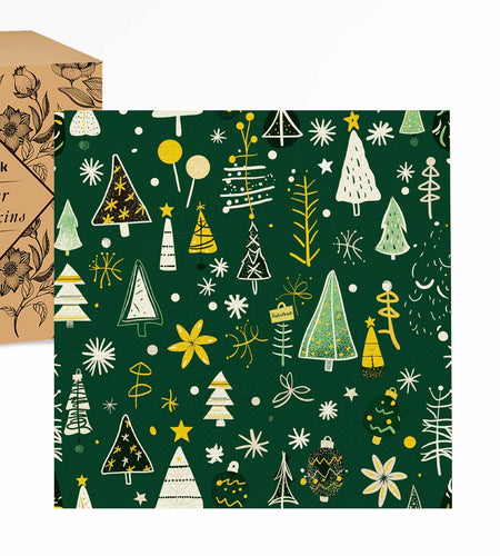 JoyfulArtink 3-Ply Paper Napkins 6.5x6.5in 50 Count Festive Forest Green