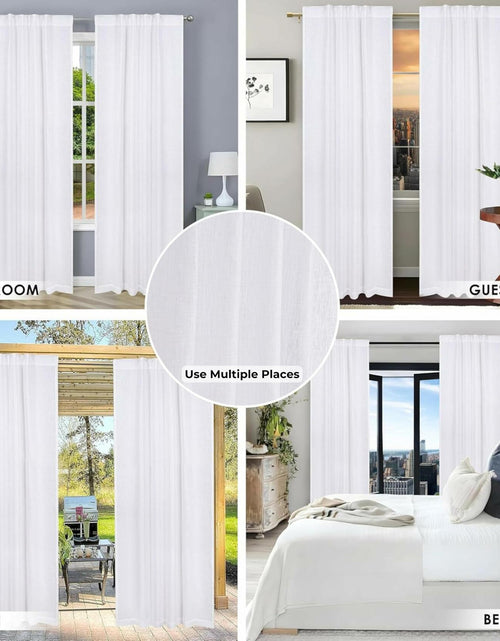 Load image into Gallery viewer, Limecasa Linen White Farmhouse Curtain 50x84 Tab Top Room Darkening 1 Panel
